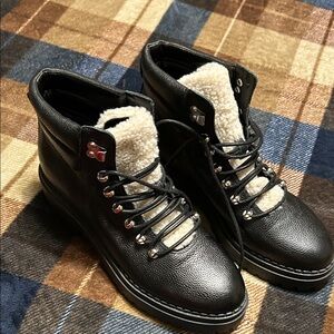 Marc Fisher Black Leather Boots with Cream Lining